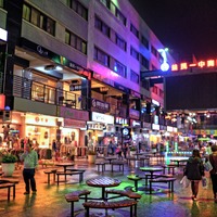 Yizhong Street in rainy night . Taiwan Taichung city. 台灣台中 ...