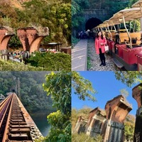 苗栗三義龍騰斷橋新景點:在高架鐵道踩火車造型電動車,在七彩隧道中空中 ...
